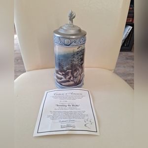 Scouting The Bluffs G1926 Sculpted Stoneware Lidded Beer Stein Kevin Daniel